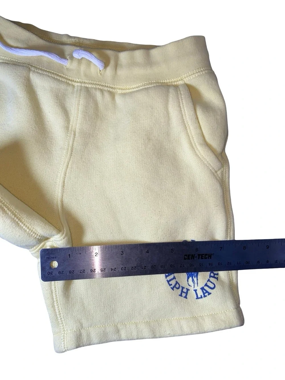 Polo Ralph Lauren Boys Yellow Fleece Shorts Logo Sweatshorts Drawstring Size 5